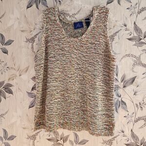 J.H. Collectibles Women Heathered Multicolored Knit Sweater Sleeveless Plus 2